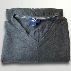 CUTTER AND BUCK CLASSIC MODERN V NECK SWEATER GRAY LARGE